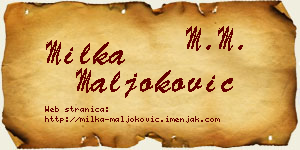 Milka Maljoković vizit kartica